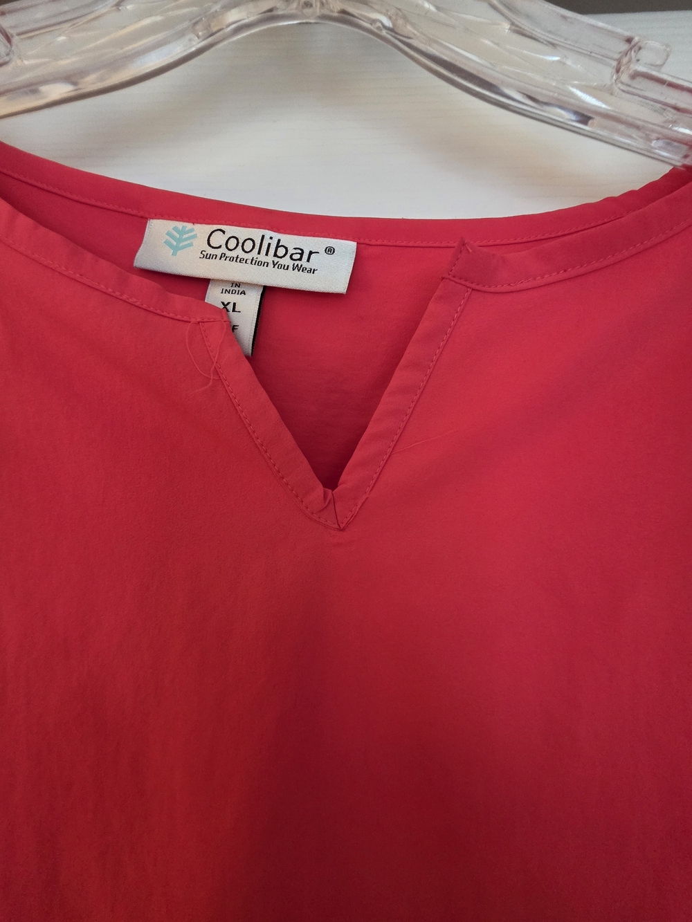 Coolibar Bright Red UPF 50+ V-Notch Roll-Tab Tunic - Picture 2 of 4